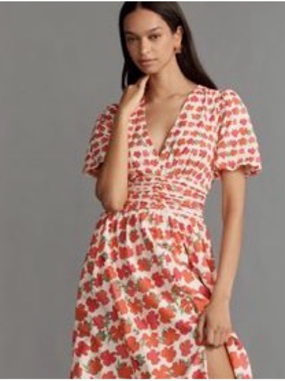 Anthropologie Floral Print Puff-Sleeve I Dream of Sicily Maxi Dress